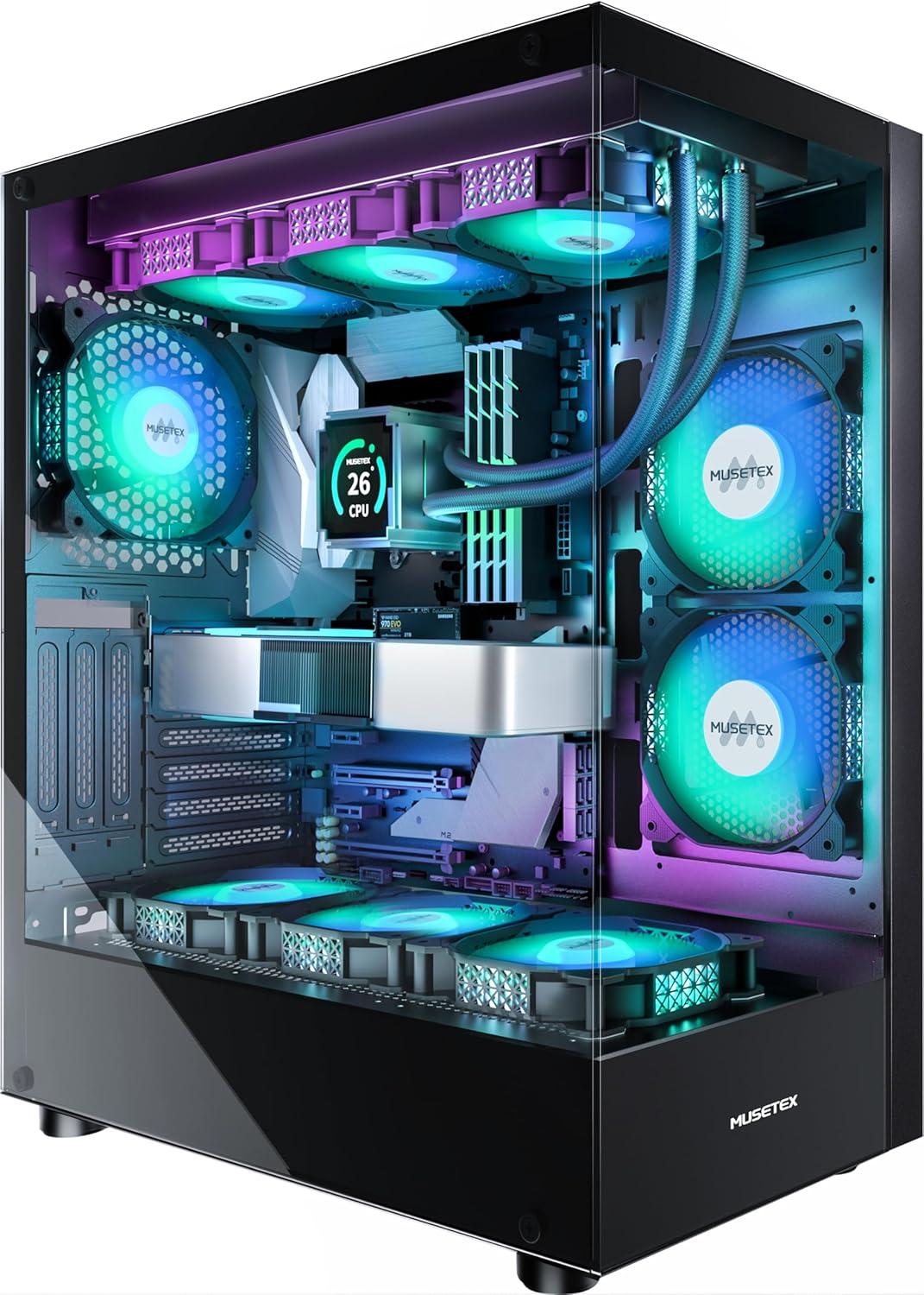 MUSETEX PC CASE ATX 6 PWM ARGB Fans Pre-Installed