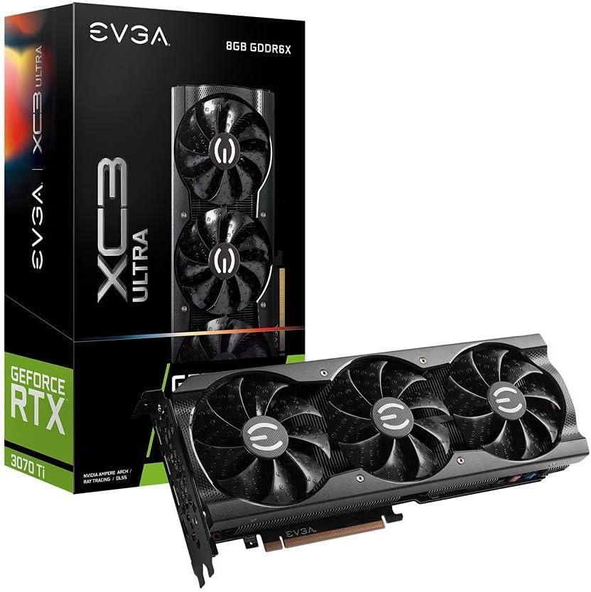 EVGA GeForce RTX 3070 Ti XC3 Ultra Gaming, 08G-P5-3785-KL, 8GB GDDR6X, iCX3 Cooling, ARGB LED, Metal Backplate  Image