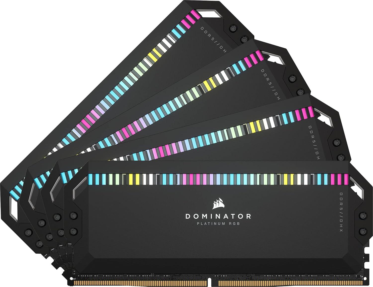 CORSAIR DOMINATOR PLATINUM RGB DDR5 RAM 64GB (4x16GB) 6200MHz CL32 Intel XMP iCUE