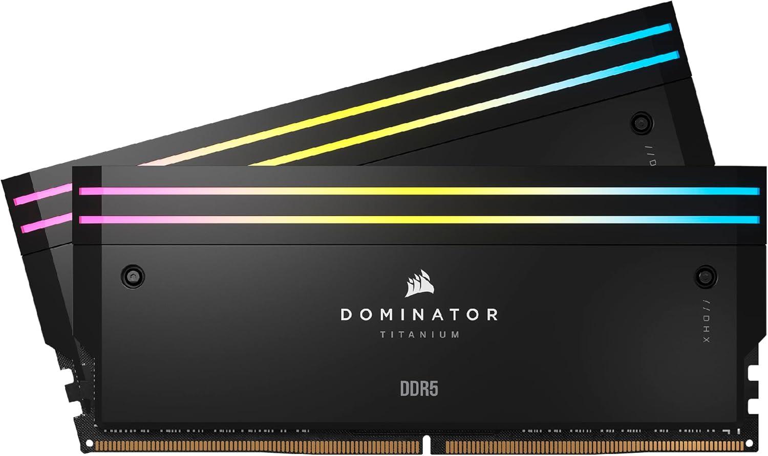 CORSAIR Dominator Titanium RGB DDR5 RAM 64GB (2x32GB) DDR5 6000MHz CL30 Intel XMP iCUE