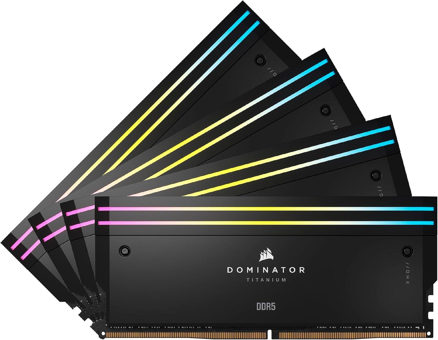 CORSAIR Dominator Titanium RGB DDR5 RAM 64GB (4x16GB) DDR5 6400MHz CL32 Intel XMP iCUE