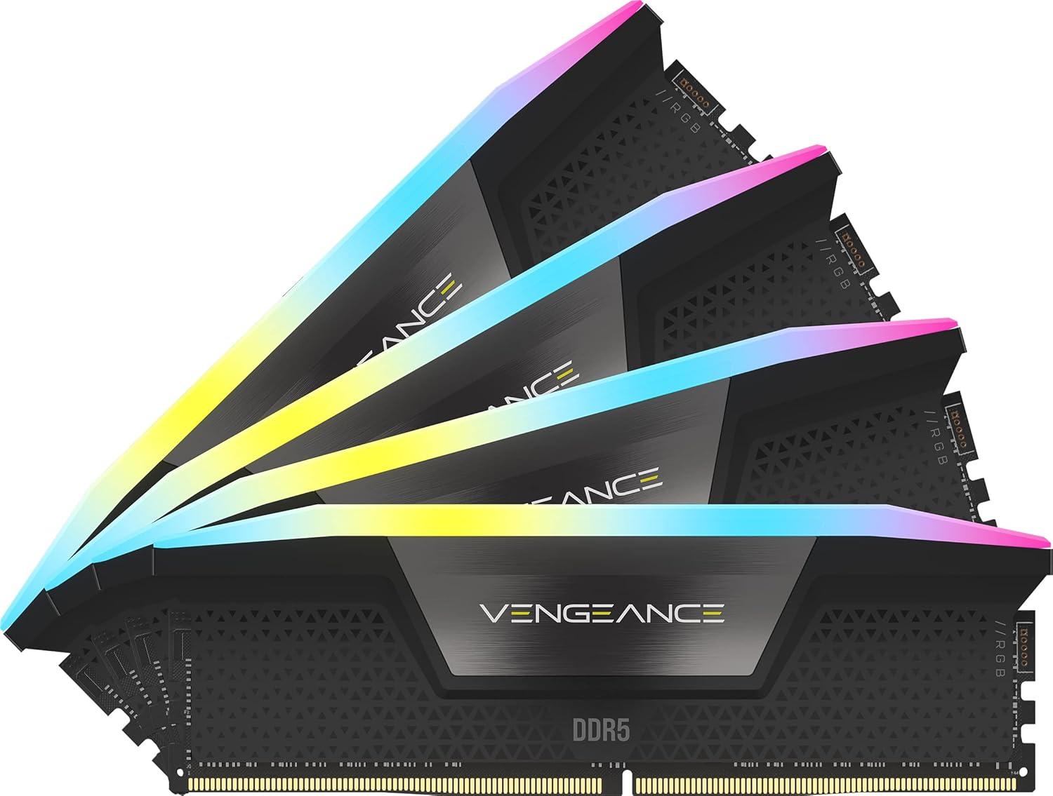 CORSAIR Vengeance RGB DDR5 RAM 96GB (4x24GB) 6400MHz CL32 Intel XMP iCUE