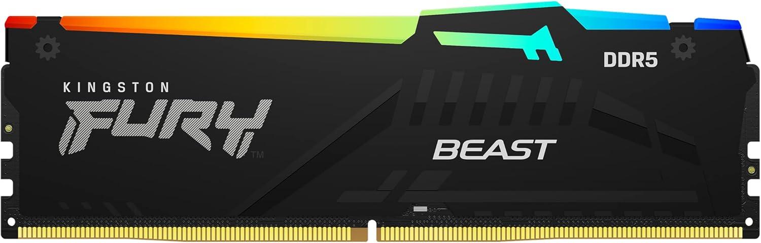 Kingston Fury Beast 64GB (2x32GB) 6000MT/s DDR5 CL36 RGB Desktop Memory Kit of 2 | Infrared Syncing | AMD Expo