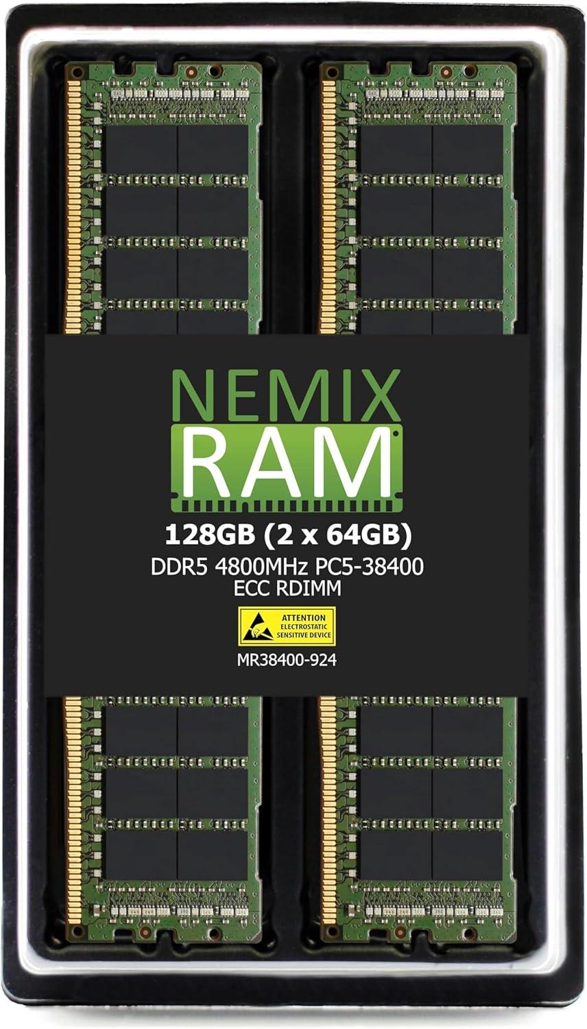 NEMIX RAM 128GB (2X64GB) DDR5 4800MHZ PC5-38400 2Rx4 1.1V CL40 288-PIN ECC RDIMM