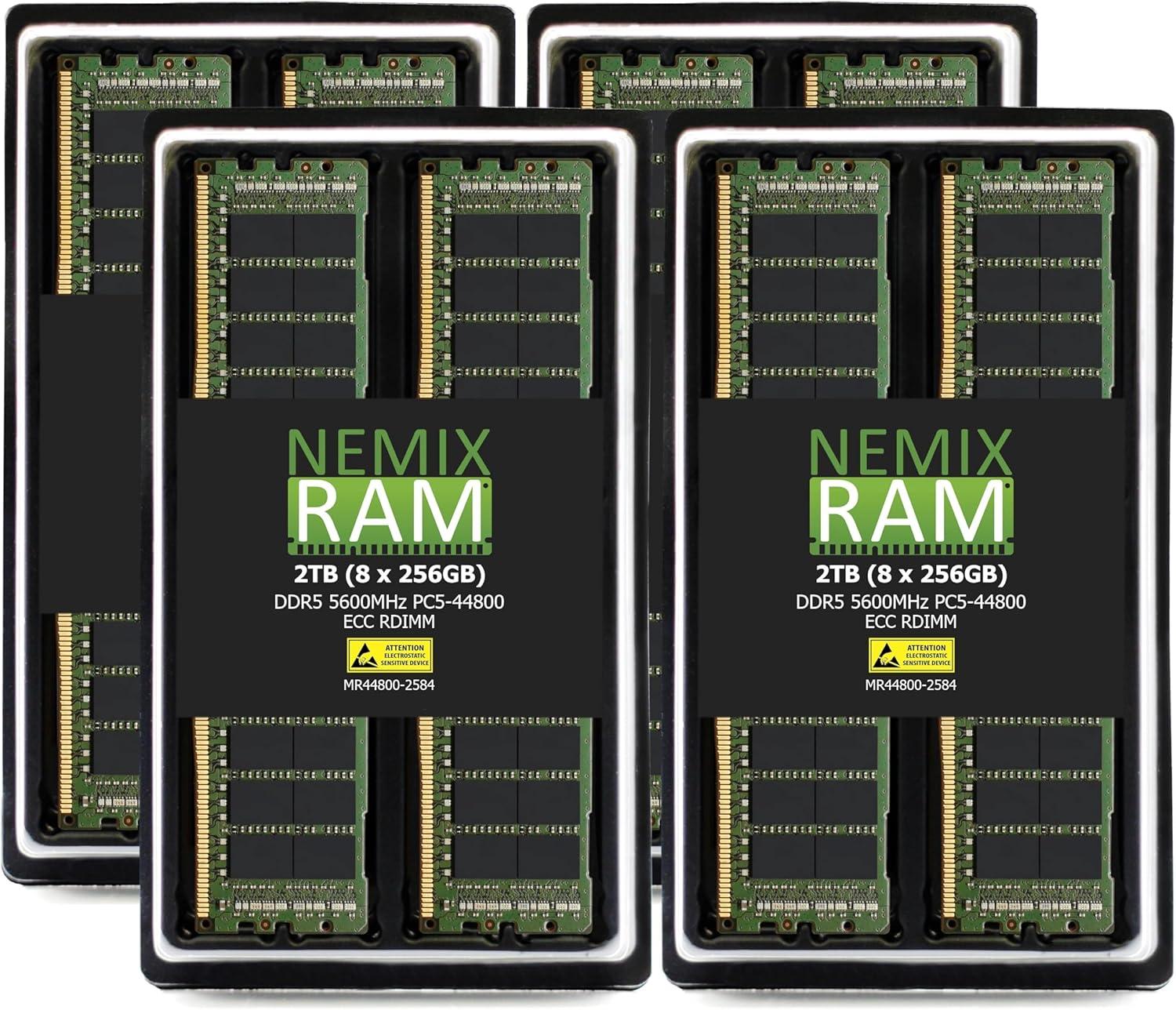 NEMIX RAM 2TB (8X256GB) DDR5 5600MHZ PC5-44800 8Rx4 1.1V CL46 288-PIN ECC RDIMM