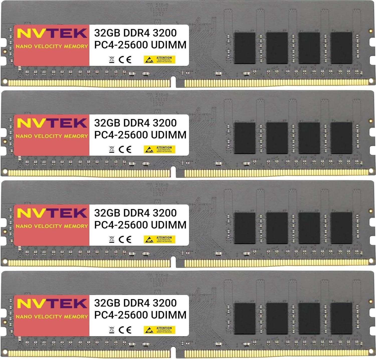 NVTEK 128GB (4X32GB) DDR4 3200MHZ