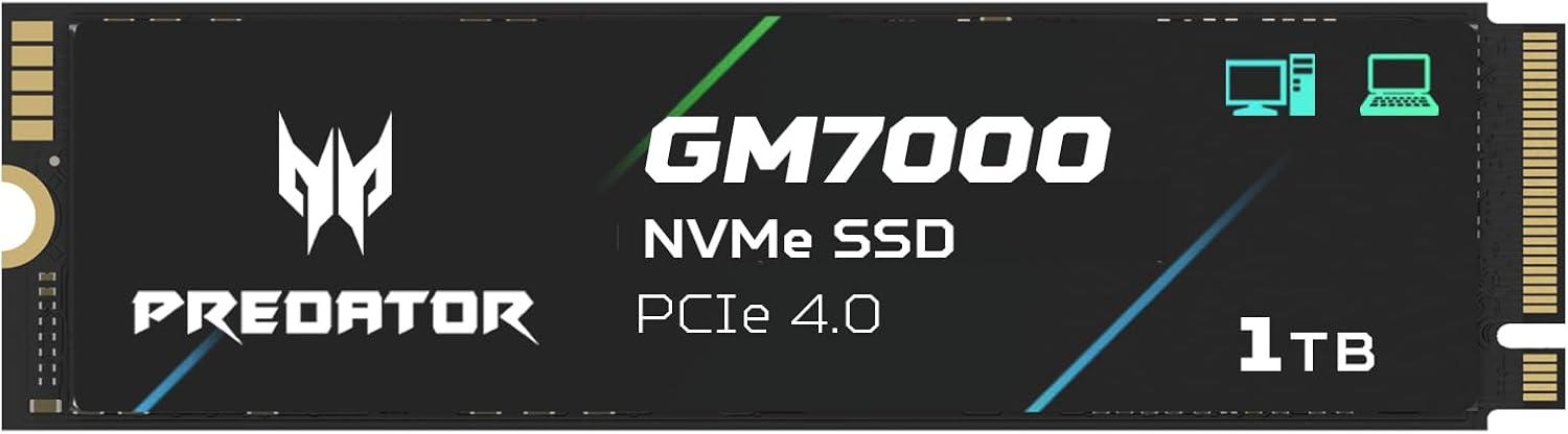 Acer Predator M.2 SSD 1TB GM7000 with DRAM Cache NVMe 1.4 2280 PCIe Gen4×4
