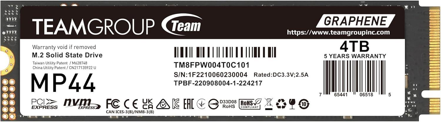 TEAMGROUP MP44 4TB SLC Cache Gen4x4 M.2 2280 PCIe 4.0