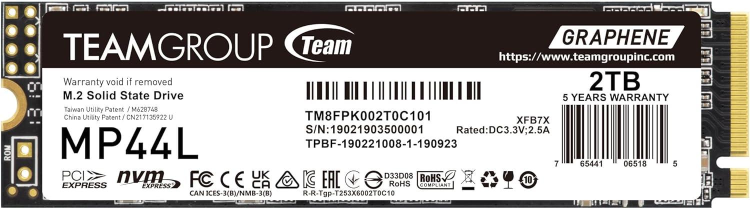 TEAMGROUP MP44L 2TB SLC Cache NVMe 1.4 PCIe Gen 4x4