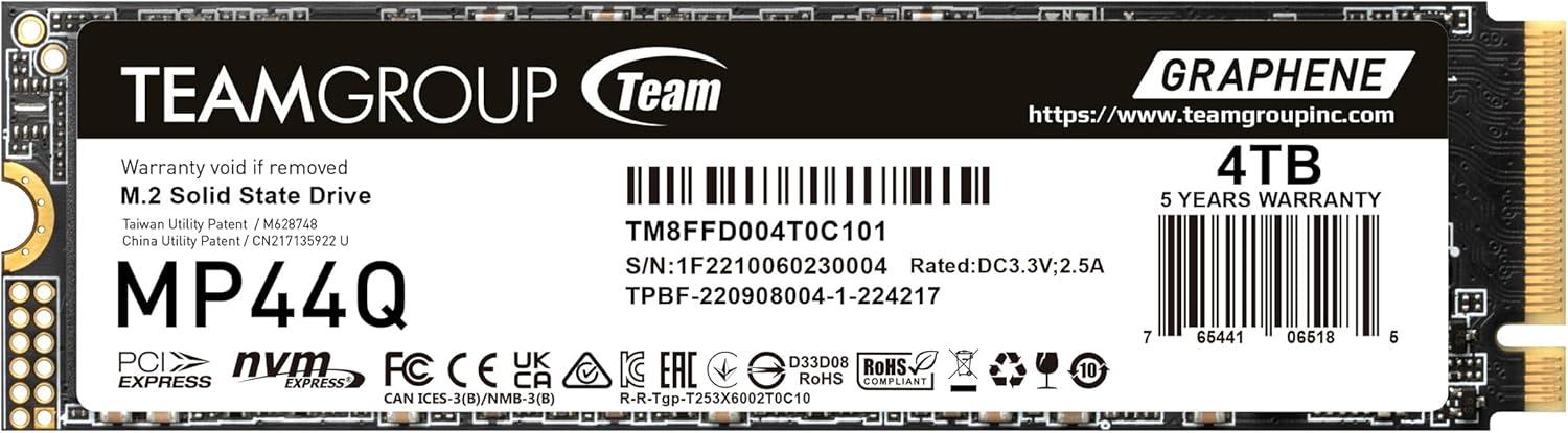 TEAMGROUP MP44Q 4TB SLC Cache Gen 4x4 M.2 2280 PCIe 4.0