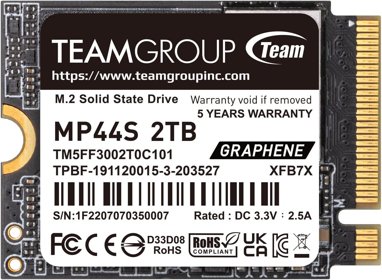 TEAMGROUP MP44S SSD 2TB SLC Cache Gen 4x4 M.2 2230 PCIe 4.0